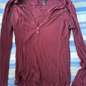 Women's Burgundy Long Sleeve Top